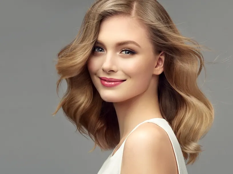 A woman smiling and showing the results of Valentine's Day skincare treatments
